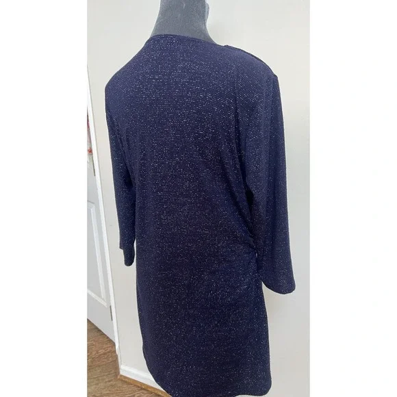 Kiyonna Top 0X =10 12 Bellini Blue Star Night Glitter Slimming Versatile $68 - Picture 6 of 16